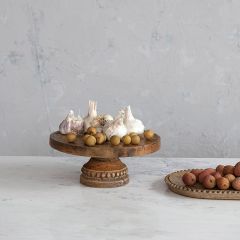 Beaded Base Wood Pedestal Riser