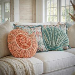 Beaded Seashell Accent Pillows Set of 2