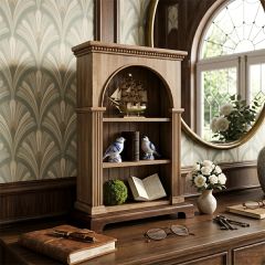 Beaded Wood Arched Wall Shelf