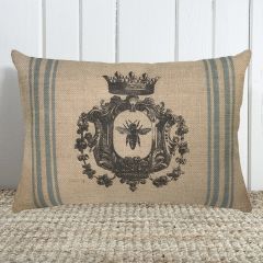 Bee Crest Burlap Lumbar Pillow