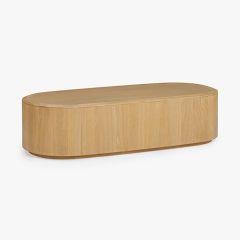 Beveled Top Natural Wood Oval Coffee Table | SHIPS FREE