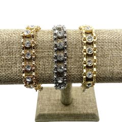 Bezel Set Clear Crystals Link Bracelet