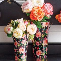 Pretty Floral Farm Bucket Set of 2