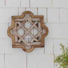Quatrefoil Wood Whitewash Wall Art