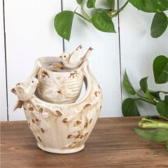 Bird and Blooms Ceramic Fountain