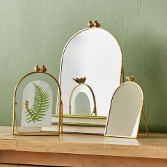 Bird Topped Tabletop Easel Frame Mirror 7 Inch