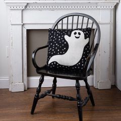 Black Cotton Ghost Pillow With Stars