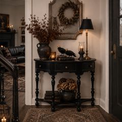 Black Demilune Accent Table