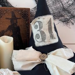 Black Halloween Witch Hat Shelf Sitter