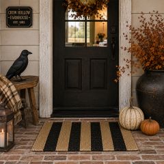 Black Stripe Seagrass Accent Rug