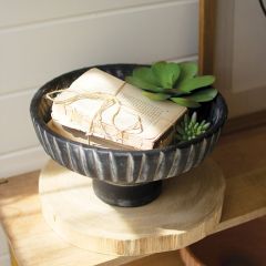 Black Washed Footed Terra Cotta Bowl