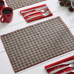 Black Windowpane Plaid Felt Placemat Set of 6