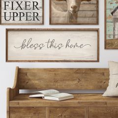 Bless This Home Whitewash Framed Sign