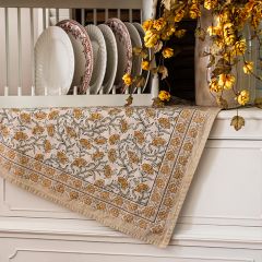Flowing Floral Block Print Tablecloth