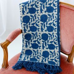 Block Print Fringed Throw Blanket