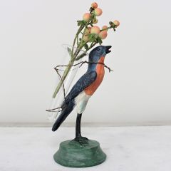 Blue Bird Figure with Glass Vase