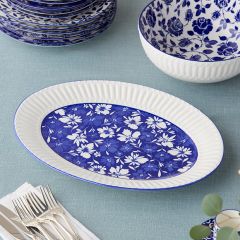 Blue Blossom Oval Serving Platter