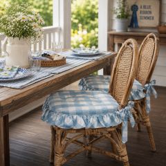 Blue Buffalo Check Ruffled Seat Cushion