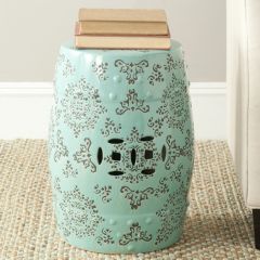 Blue Ceramic Patterned Garden Stool