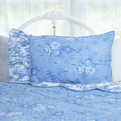 Blue Cottage Blooms Ruffled Pillowcase Set of 2