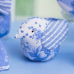 Blue Floral Patchwork Bird Pin Cushion