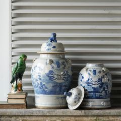 Blue Lotus Flower Temple Jar