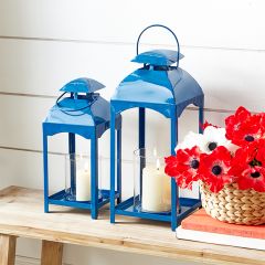Blue Metal Candle Lantern