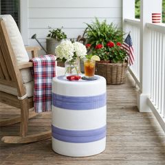 Blue Stripe Ceramic Garden Stool