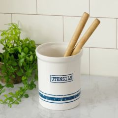 Blue Stripe Utensil Crock