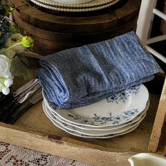 Blue Wash Cotton and Linen Napkin Set of 4