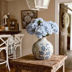 Blueberry Bloom Round Ceramic Vase