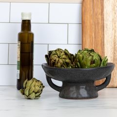 Boho Chic Reactive Glaze Stoneware Pedestal Bowl