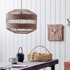 Boho Chic Rounded Rattan Basket Pendant Lamp