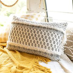 Boho Print Fringed Lumbar Pillow