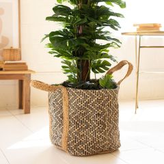 Boho Woven Basket With Handles