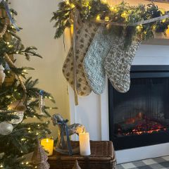 Botanical Block Print Stockings Set of 3