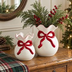 Bow Ruffled Vase Set of 2