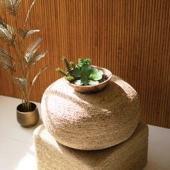 Braided Round Jute Pouf