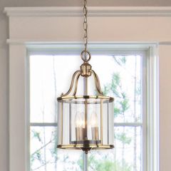 Brass Framed Glass Lantern Pendant