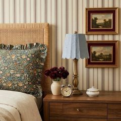 Brass Table Lamp with Textured Blue Shade