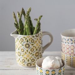 Bright Florals Stoneware Pitcher