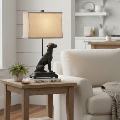 Bronzed Dog Sculpture Table Lamp