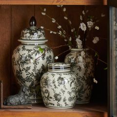 Black Floral Ceramic Vessel Collection