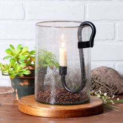Bubble Glass and Iron Taper Candle Holder