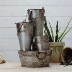 Buckets On Buckets Metal Garden Fountain