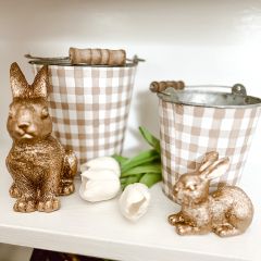 Buffalo Check Metal Bucket With Handle Set of 2
