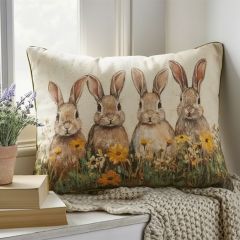 Bunnies in a Meadow Accent Pillow