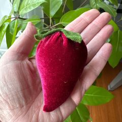 Burgundy Velvet Fabric Strawberry Set of 10