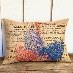 Burlap Hydrangea Lumbar Pillow