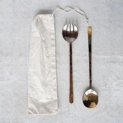 Burnt Finish Copper Salad Servers 2 Piece Set